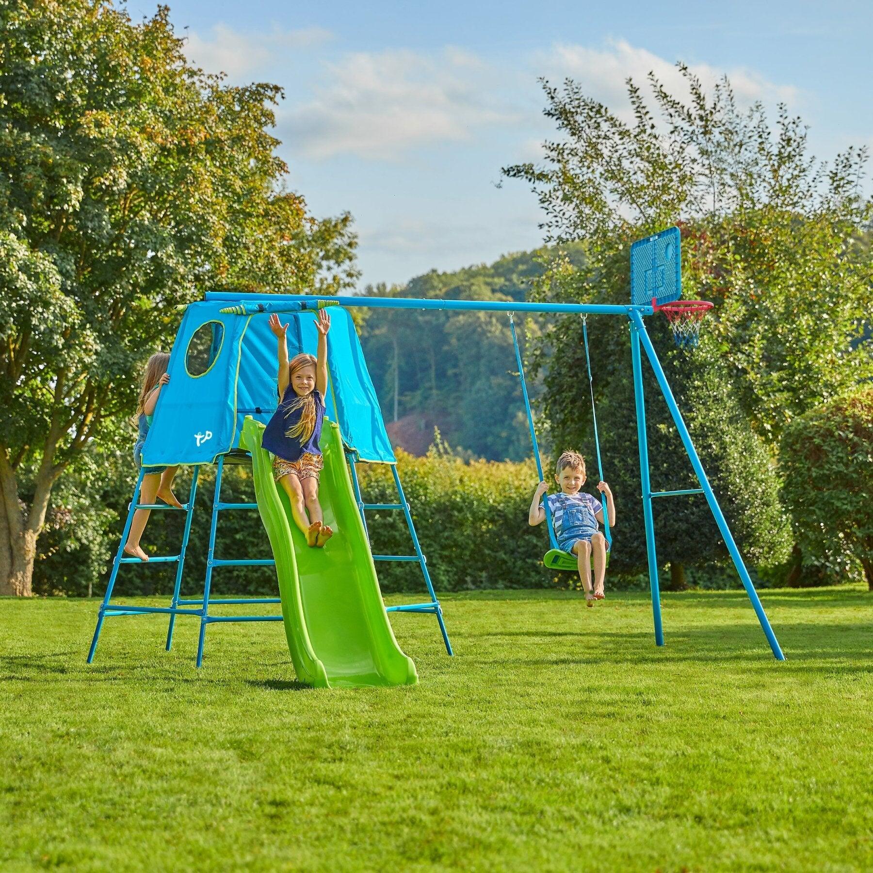 Area giochi evolutiva con canestro da basket EXPLORER TOUR blu H246cm 2/5