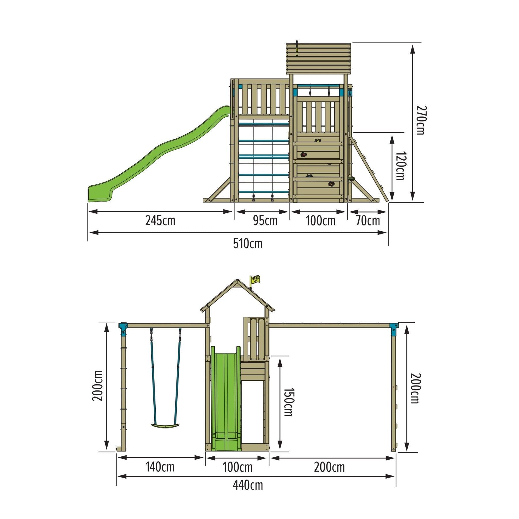 Aire de jeux XXL double plateforme TILLEUL bois FSC® 4/5