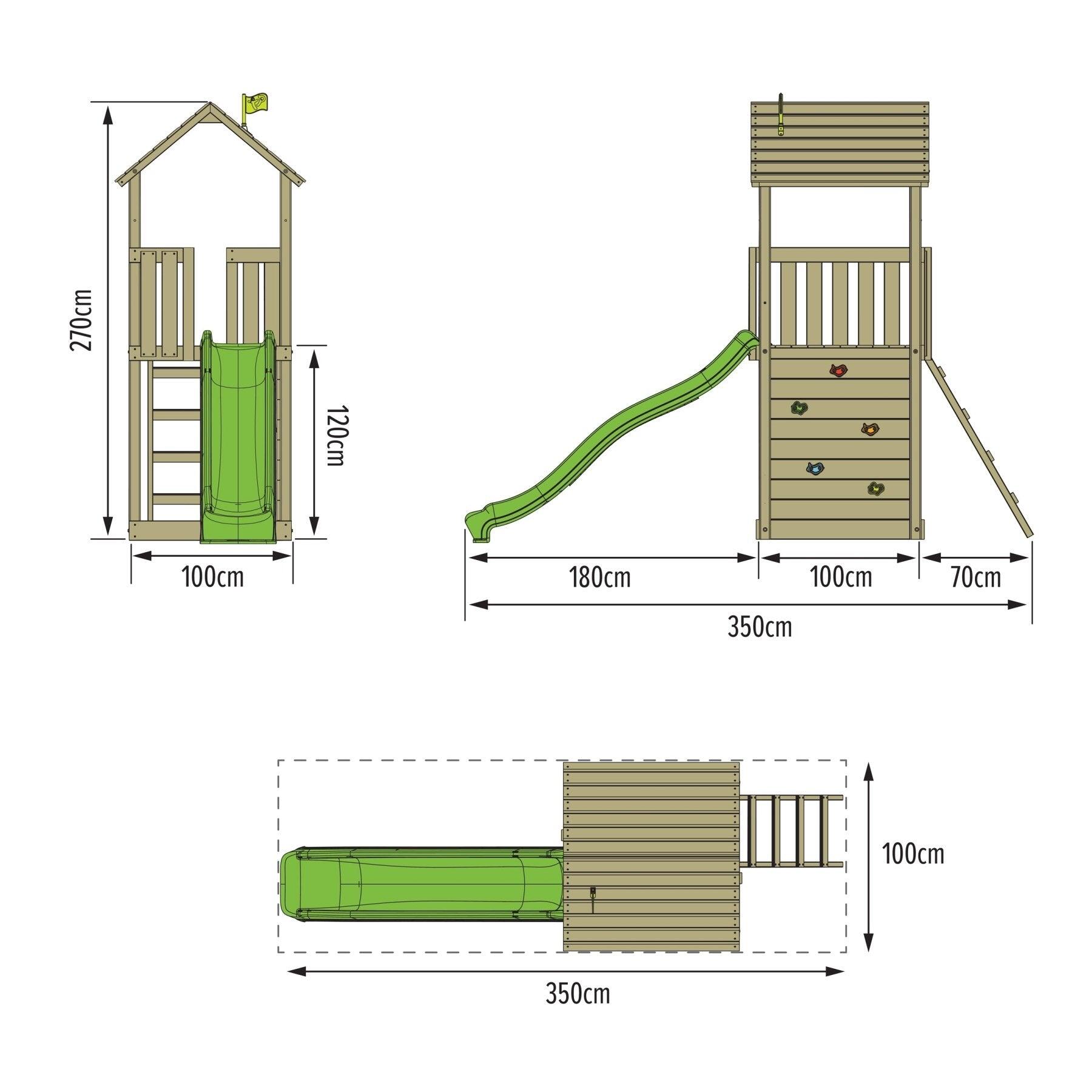 Speeltoren met glijbaan SKYWOOD bruin H270cm 4/4