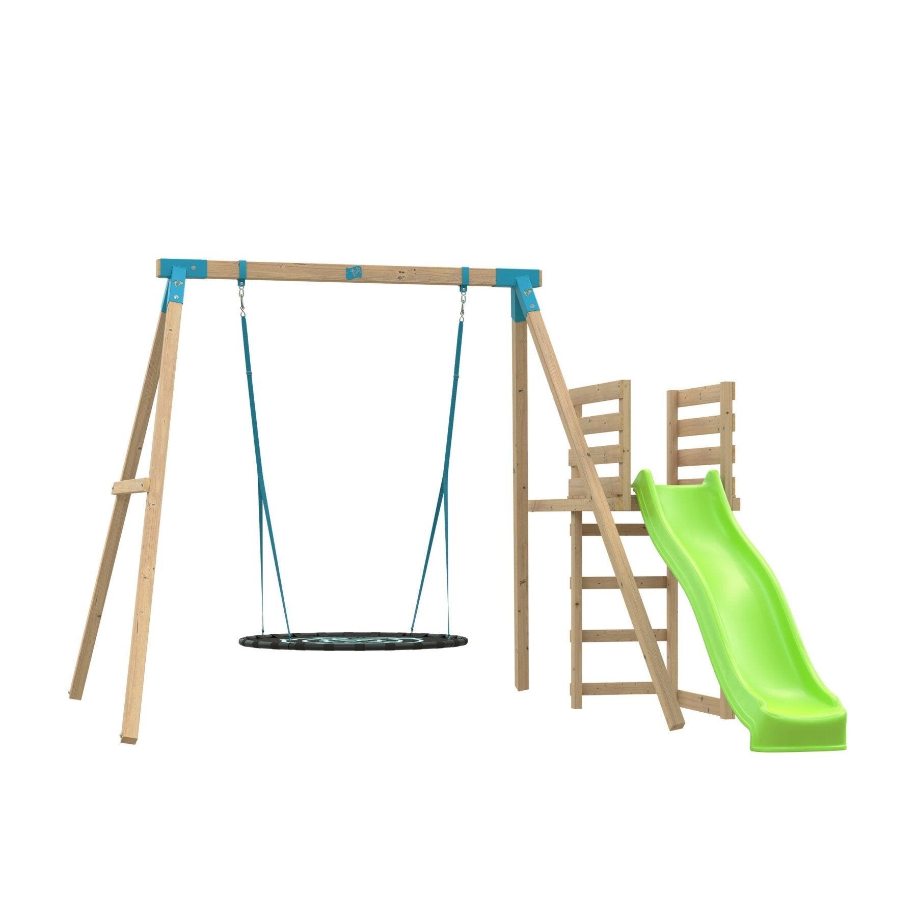 Stazione di altalena e scivolo del nido ALYSSE Marrone H243cm 1/5
