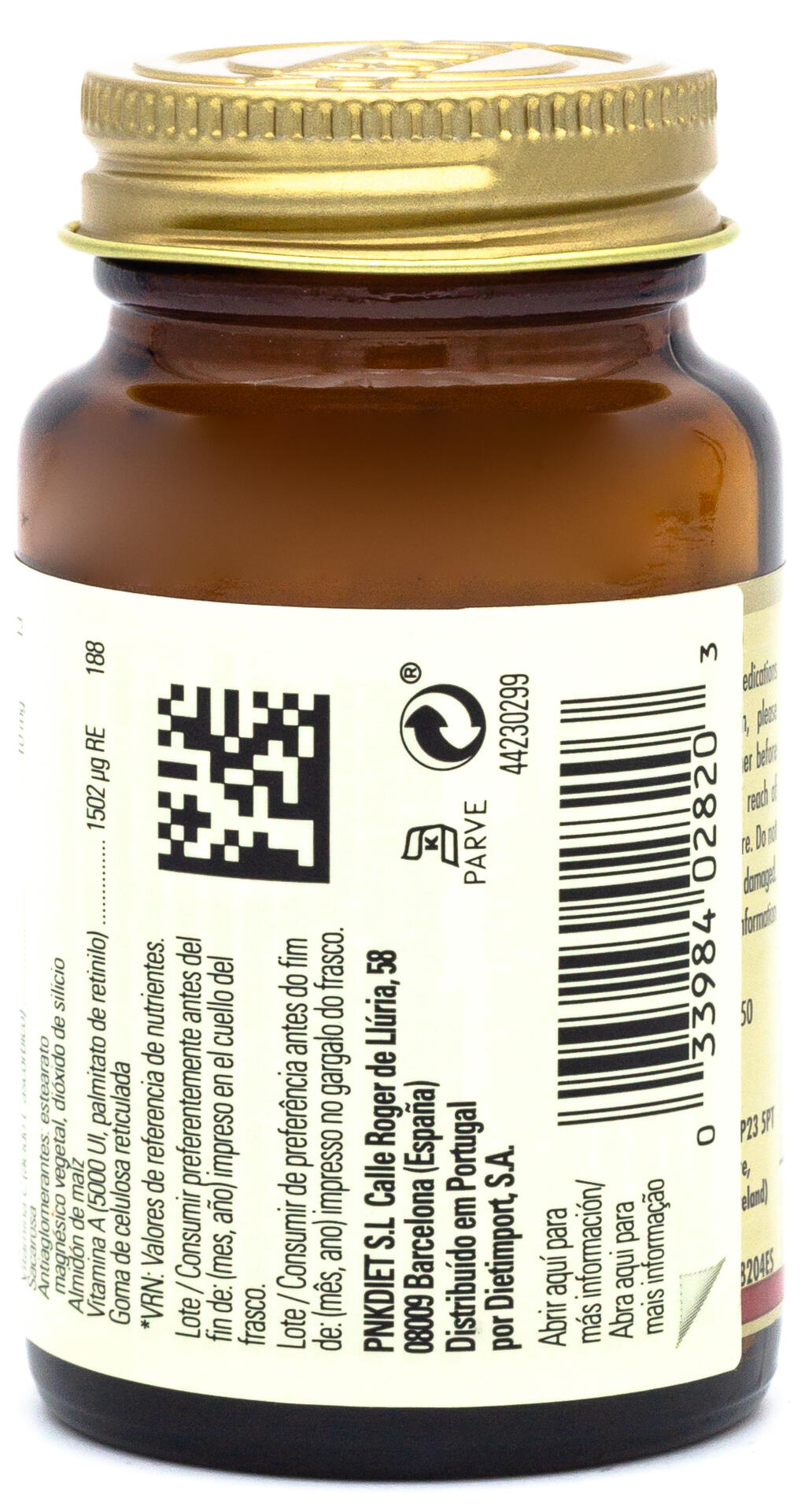 Vitamina A Seca 5000UI Palmitato 100 Comprimidos 3/3
