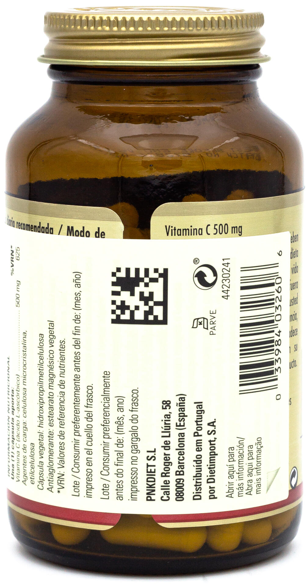 Vitamina C 500 mg 100 Cápsulas vegetales 3/3