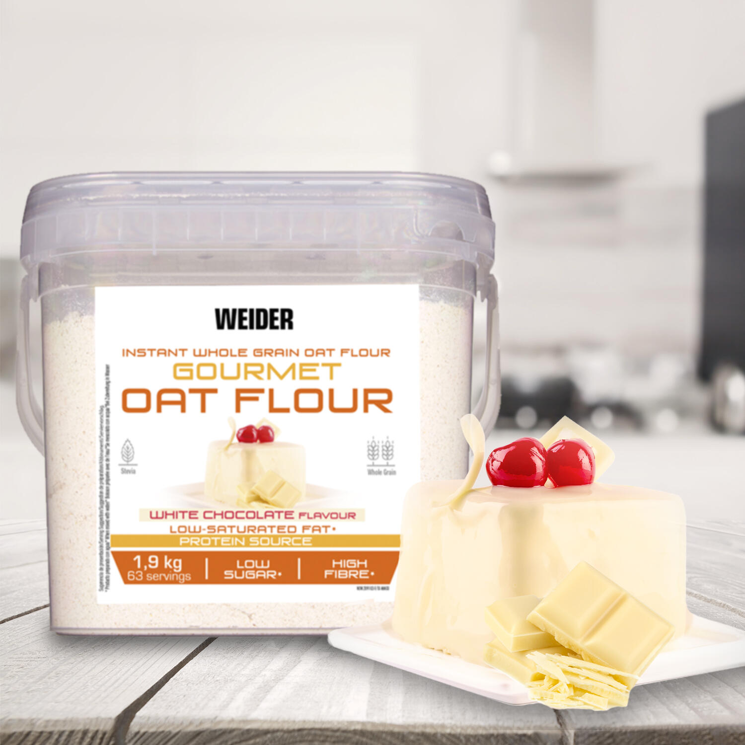 Farinha de aveia Gourmet, chocolate branco, 1.9kg 3/3