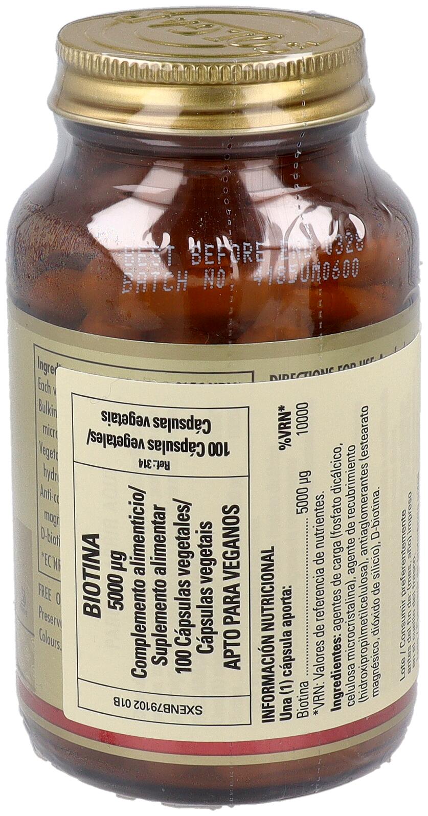 Biotina 5000 mg 100 Comprimidos 2/3
