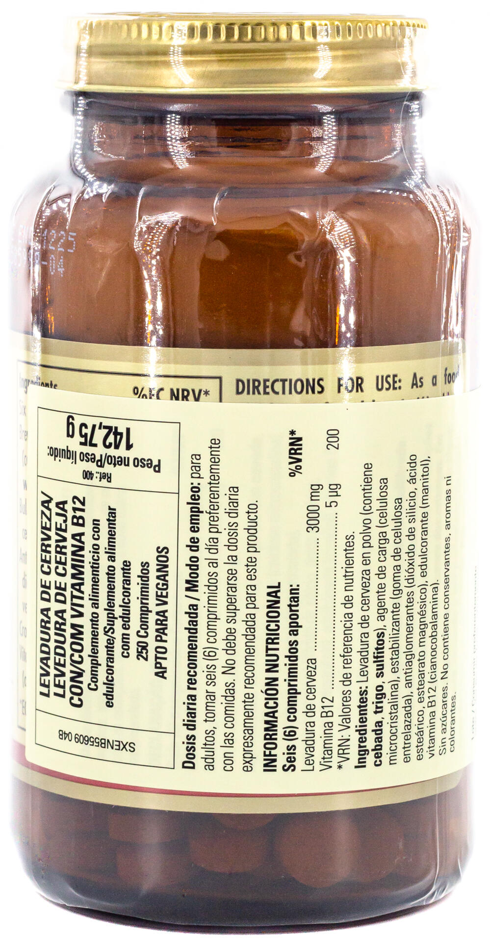 Levadura Cerveza 500 mg 250 Comprimidos 3/3