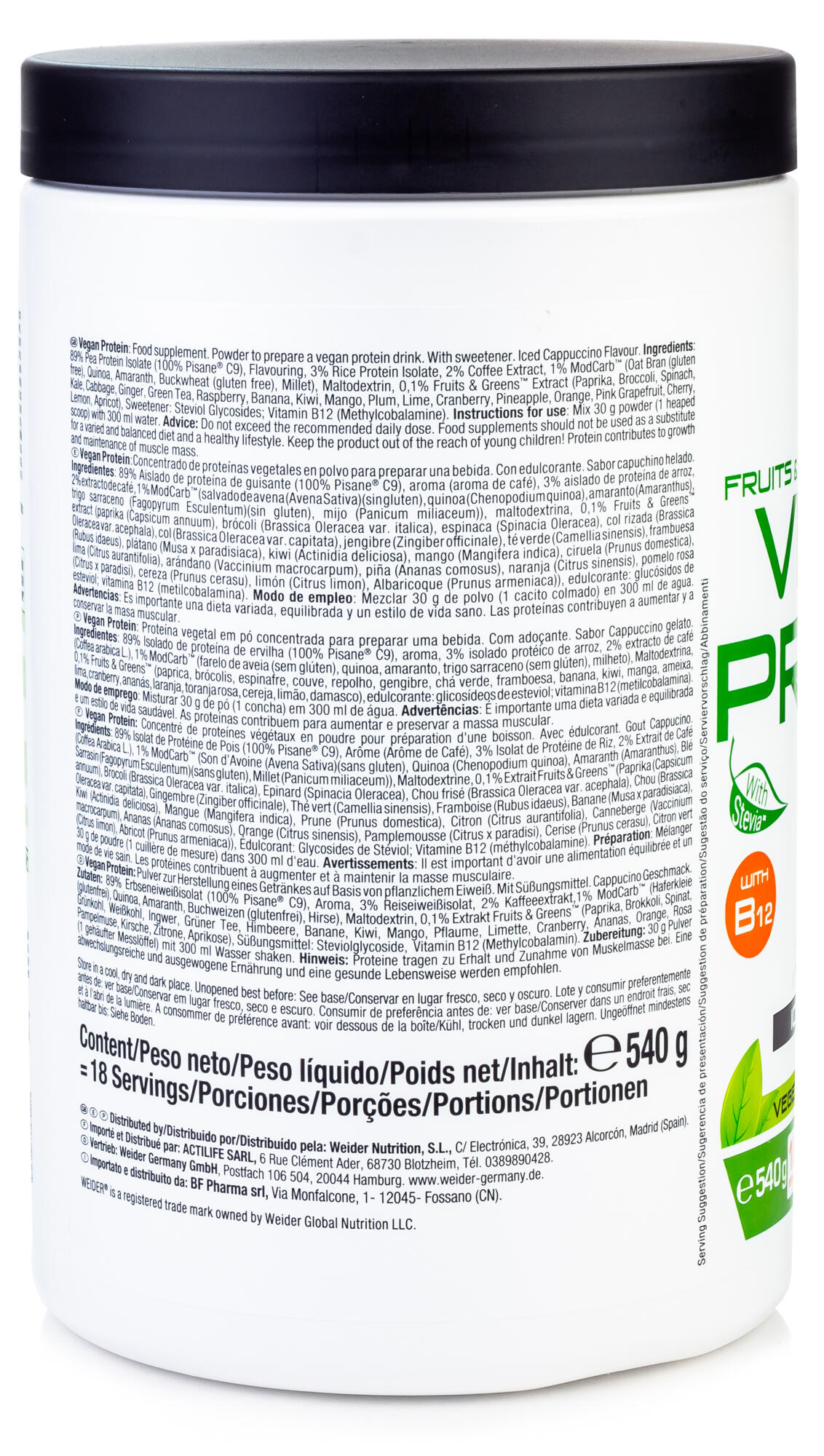 Proteína Vegana Cappuccino 540 gr 3/3