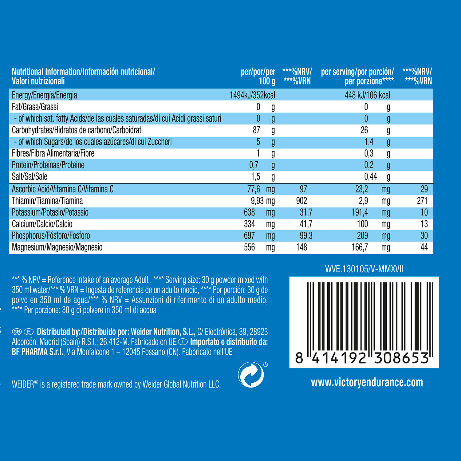 iso carbo 900gr Laranja da Victory Endurance 4/5