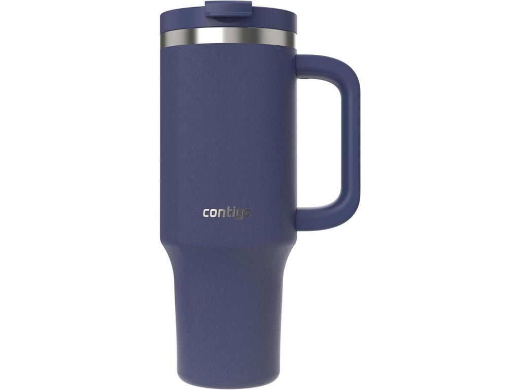 BJPKPK Bicchiere da caffè isolato da 880 ml con manico e coperchio con cannuccia in acciaio inox