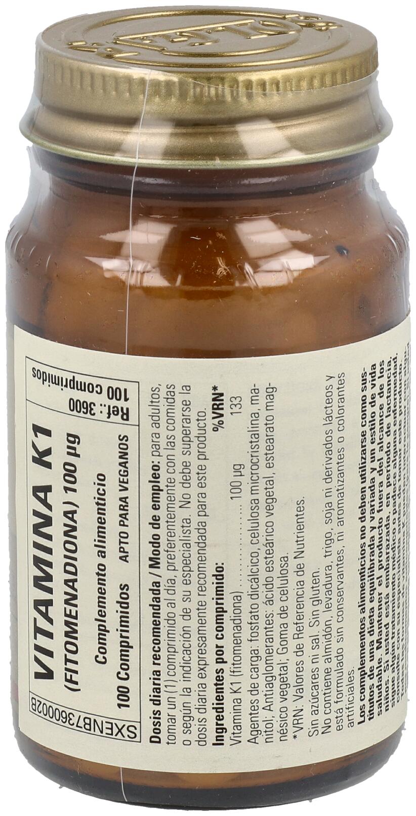 Vitamina K Natural 100 mcg 100 Comprimidos 2/3