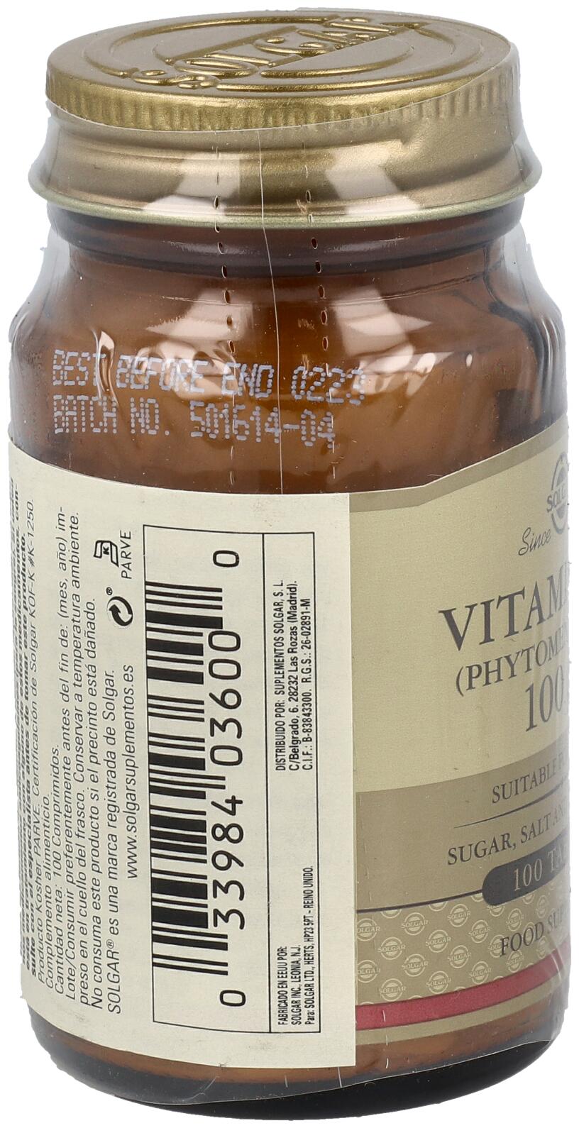 Vitamina K Natural 100 mcg 100 Comprimidos 3/3