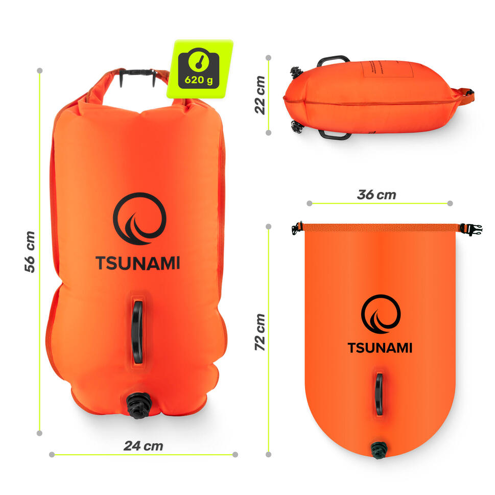 Dmuchana bojka asekuracyjna z suchą kieszenią 2 w 1 TSUNAMI PRO