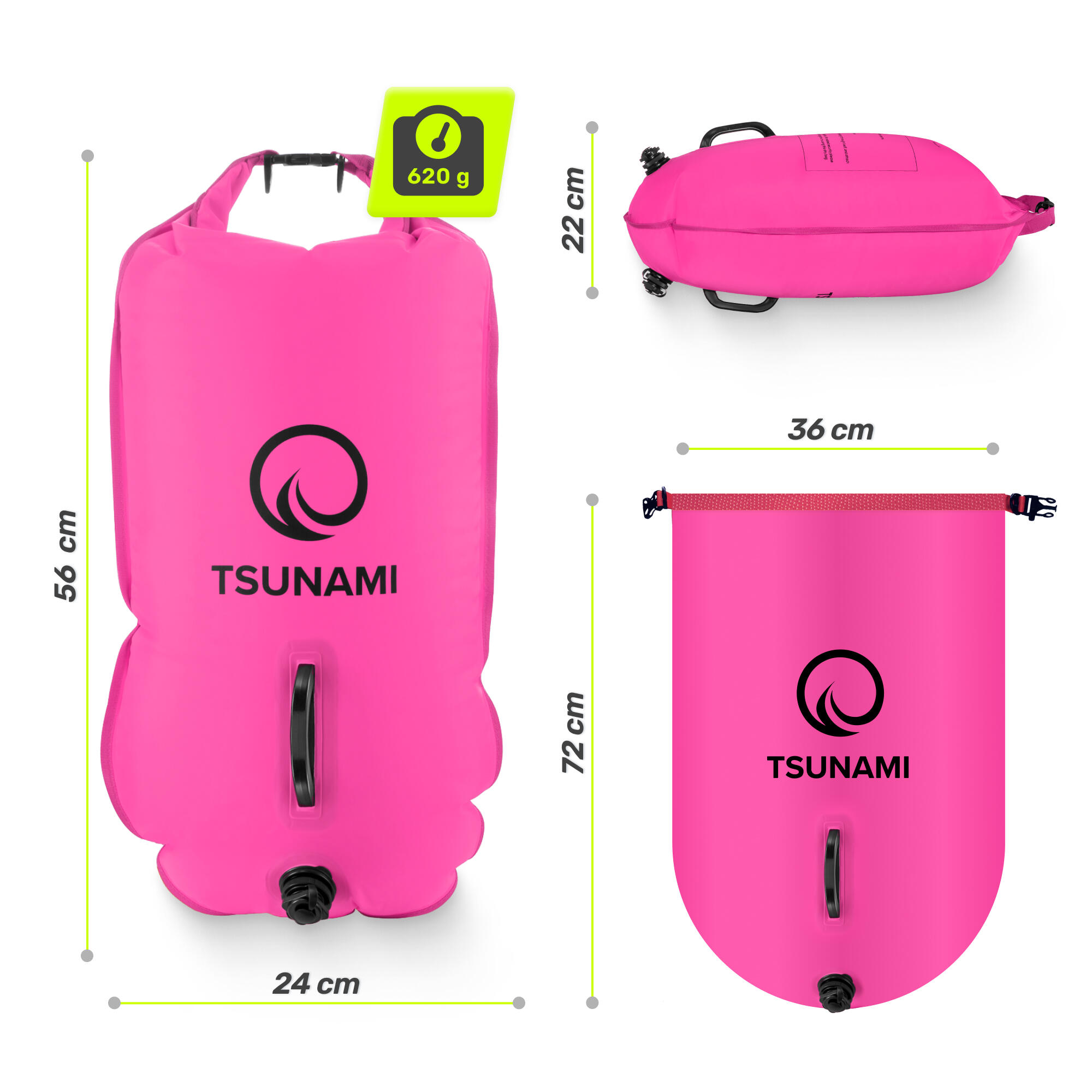 Boa nuoto acque aperte sicurezza alta visibilità gonfiabile TSUNAMI PRO 2/7
