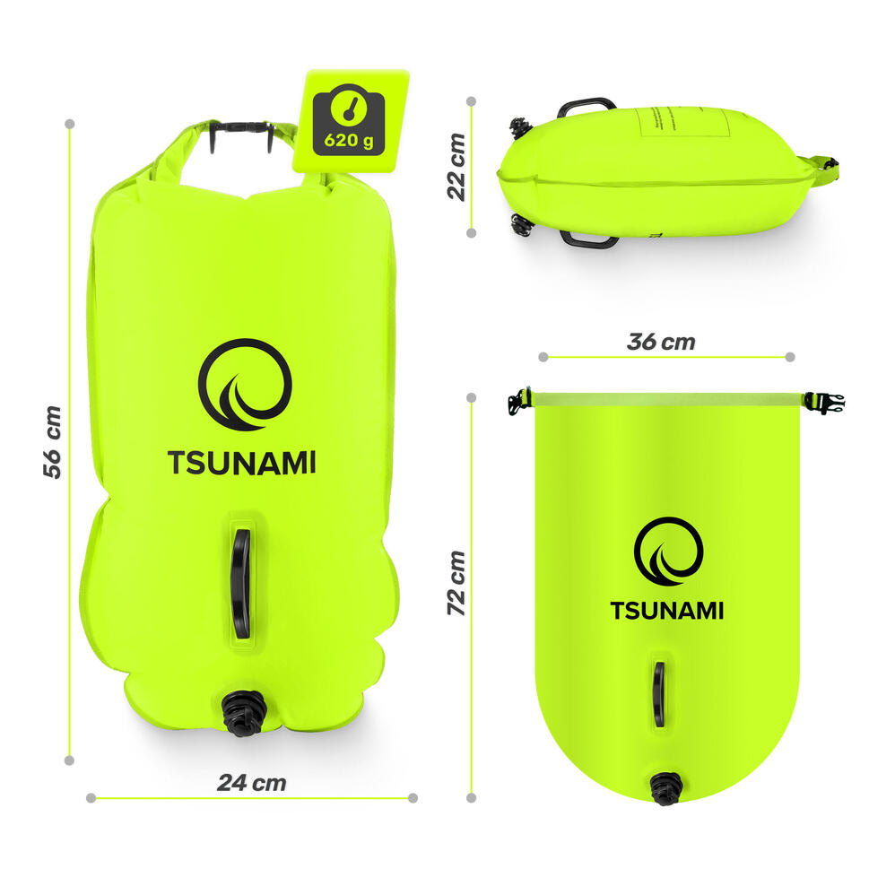 Dmuchana bojka asekuracyjna z suchą kieszenią 2 w 1 TSUNAMI PRO