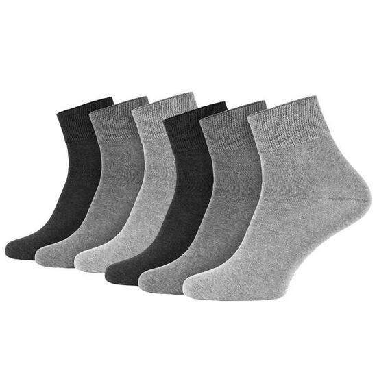 Chaussettes pour diabétiques femmes et hommes | Tige courte | 6 paires | Gris