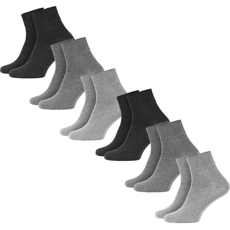 Chaussettes pour diabétiques femmes et hommes | Tige courte | 6 paires | Gris