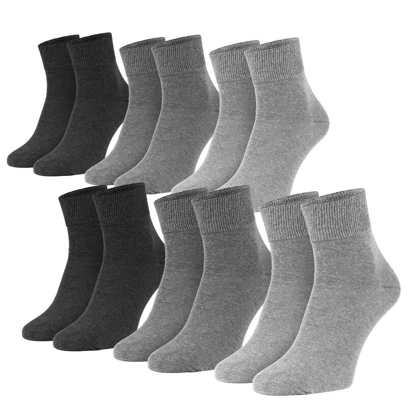 Chaussettes pour diabétiques femmes et hommes | Tige courte | 6 paires | Gris