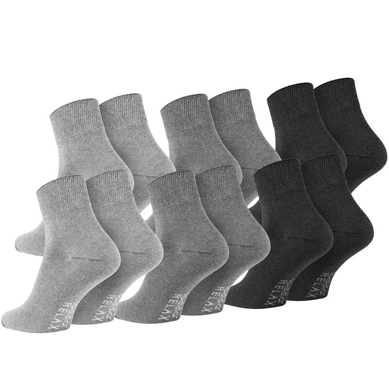 Chaussettes pour diabétiques femmes et hommes | Tige courte | 6 paires | Gris