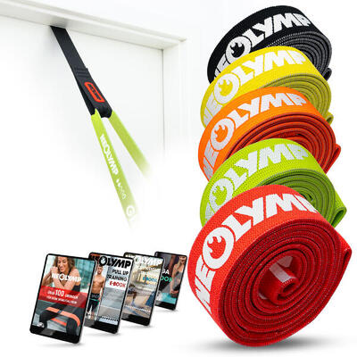 Fitnessbänder lang (green 5-Set) – Resistance Band. Widerstandsband inkl. E-Book