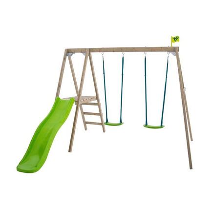 Station 2 balançoires et toboggan THYMÉLÉE bois H200cm
