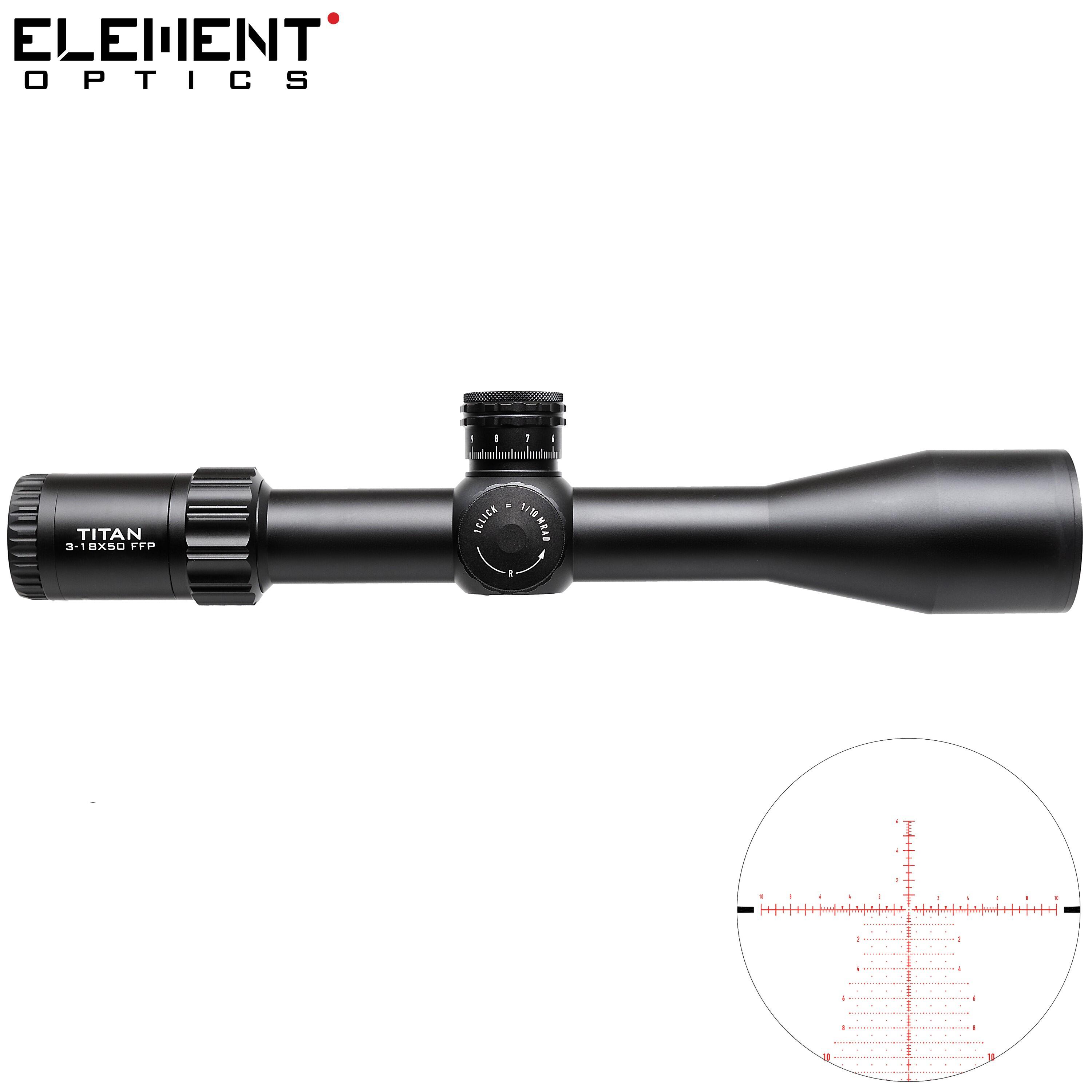 Mira Element Optics Titan 3-18X50 FFP MRAD APR-2D 2/6