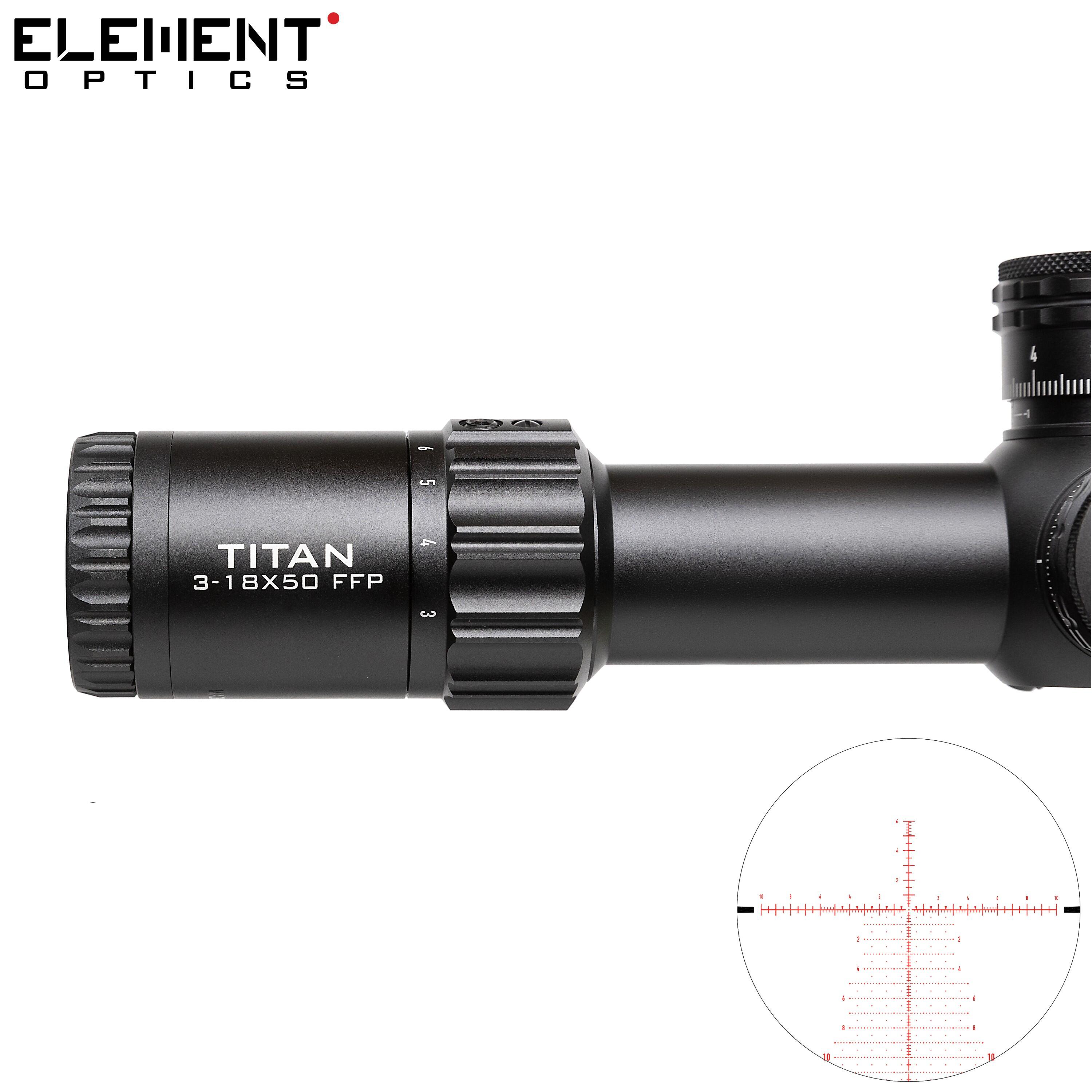 Mira Element Optics Titan 3-18X50 FFP MRAD APR-2D 5/6