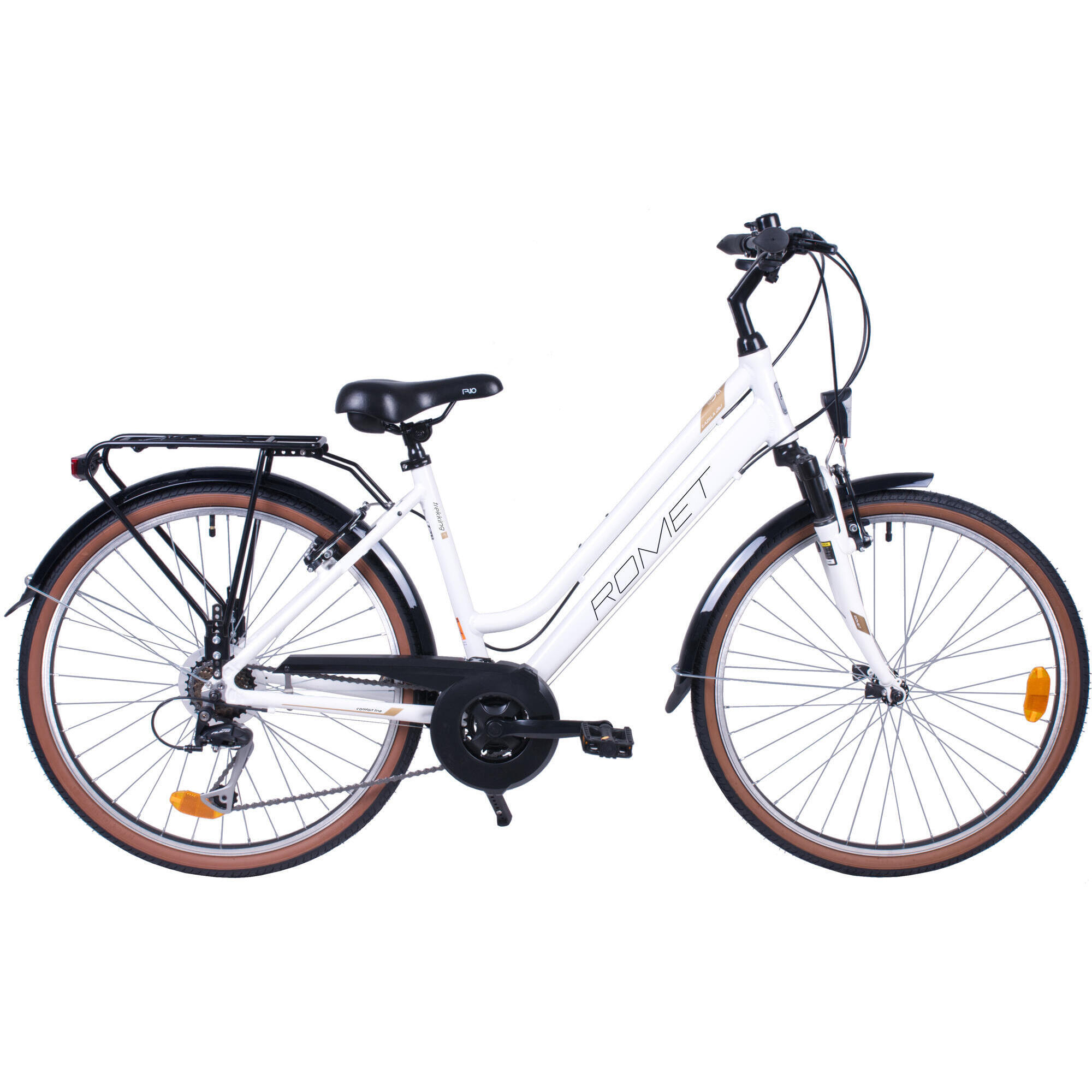 Rower trekkingowy damski Romet Gazela 26 1 M(17") biało-złoty