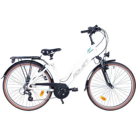 Rower trekkingowy damski Romet Gazela 26 1 M(17") biało-turkusowy