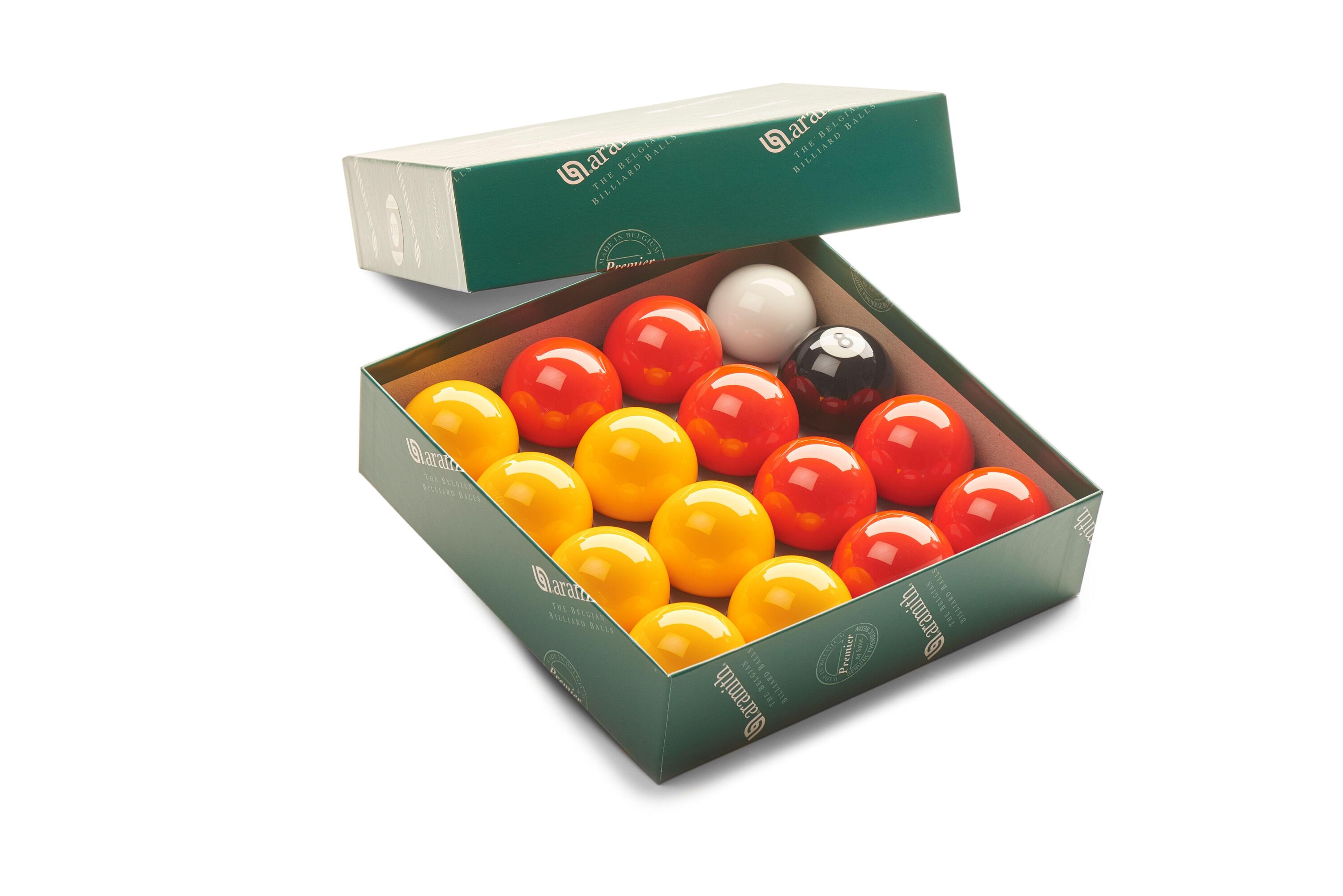 ARAMITH ARAMITH RED & YELLOW 2" PREMIER LEAGUE POOL BALL SET (1 7/8 WHITE)