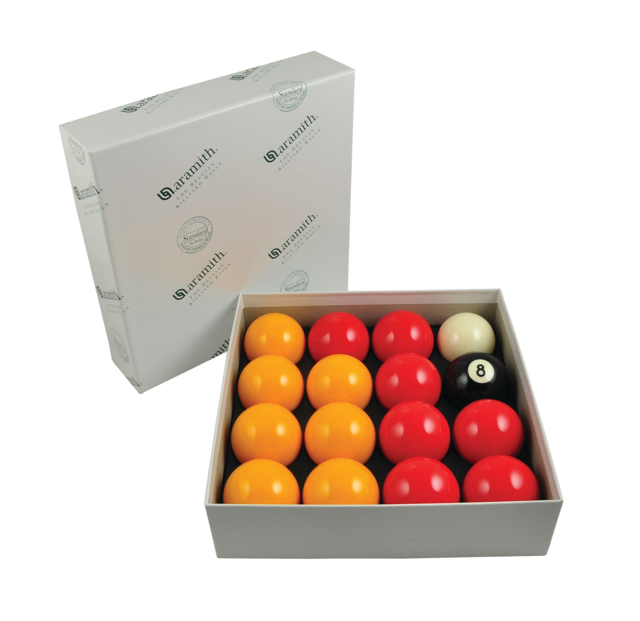 ARAMITH RED & YELLOW 2" STANDARD POOL BALL SET (1 7/8 WHITE) 1/1