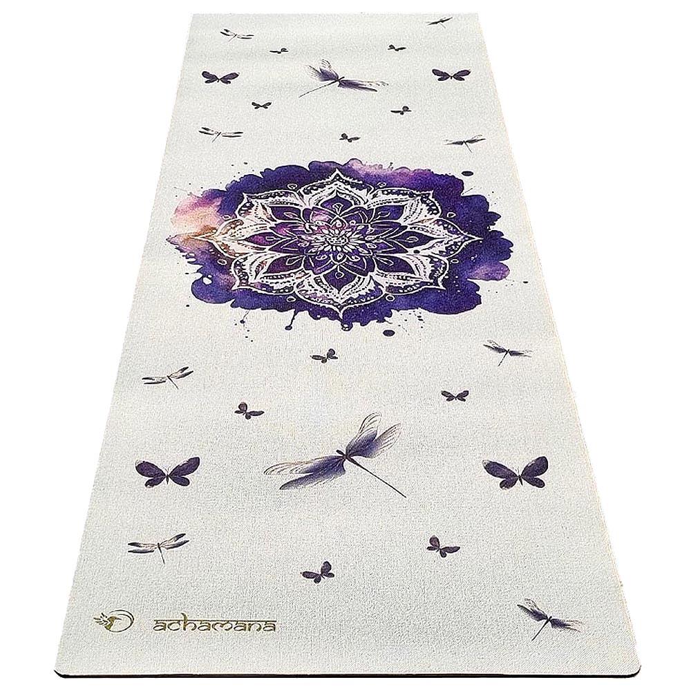 ACHAMANA Tapete de ioga de borracha natural e cânhamo 4,5 mm - Mandala rosa