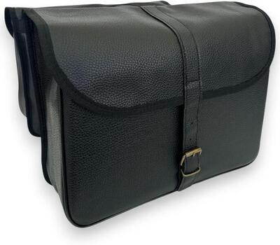 Coppia Borse Cartella Bicicletta Similpelle- Vintage Pelle Nero-Universale