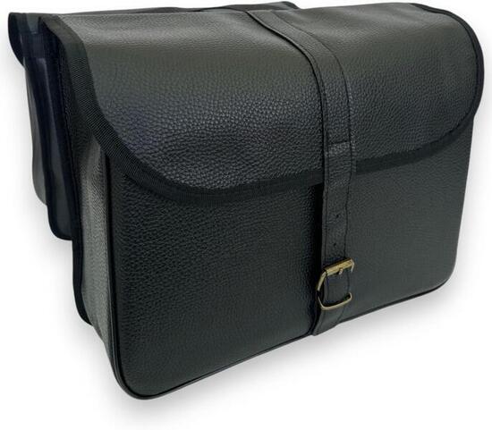 Coppia Borse Cartella Bicicletta Similpelle- Vintage Pelle Nero-Universale