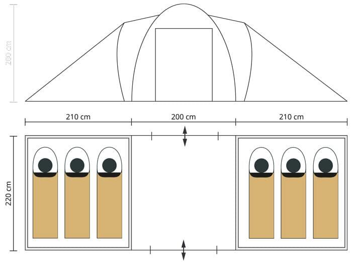 Seconde vie - Tente dôme familiale Hammerfest 6 - 6 personnes  - 2 cabines 7/9