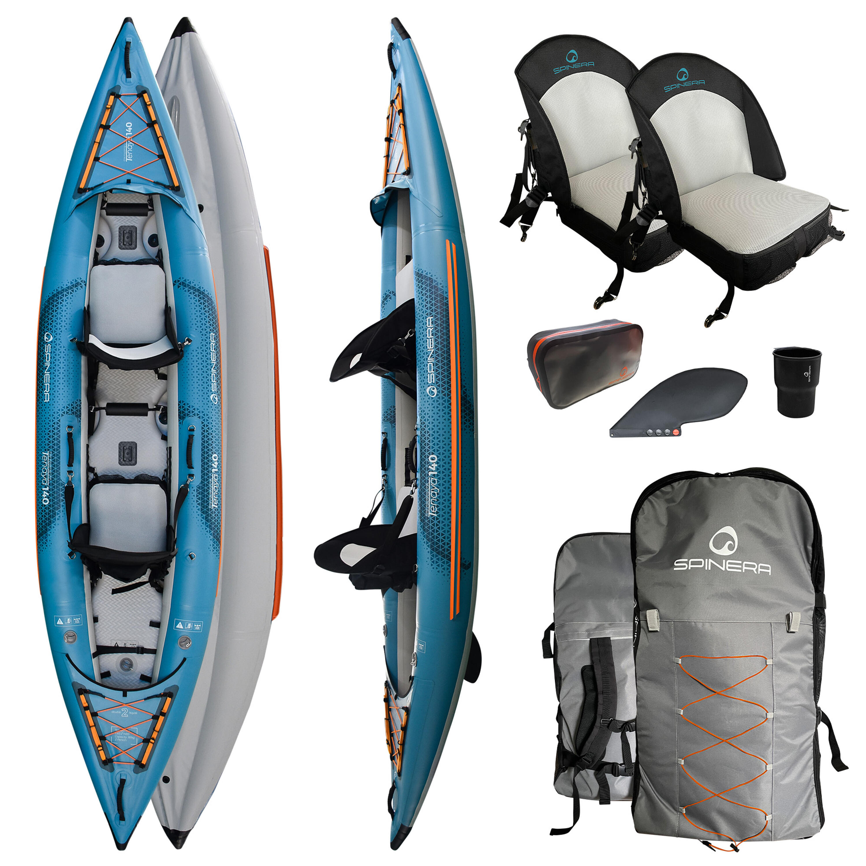 Spinera - Kayak Gonflable Tenaya 140 - Kayak - Bleu|gris|orange - Taille Unique - Decathlon