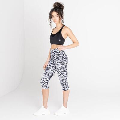 Influential dames yoga 3/4 leggings - zwart / witte zebraprint