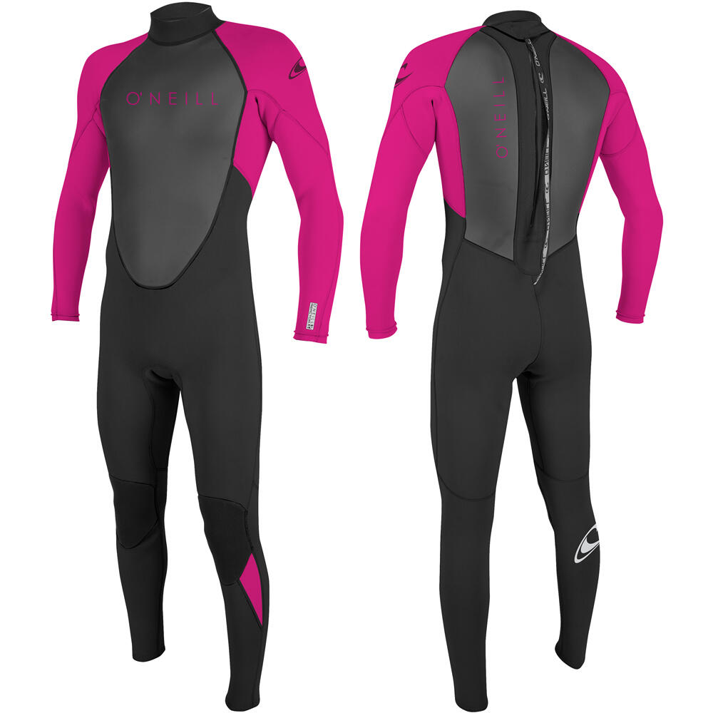 Combinaison de Surf 3/2mm Zip Dos - Noir / Berry - Reactor II - Enfant 3/3