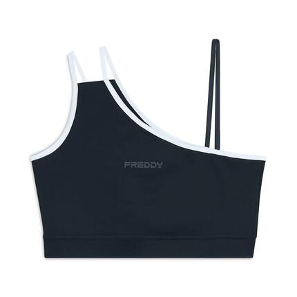 Brassière de sport à une seule bretelle avec détails contrastés