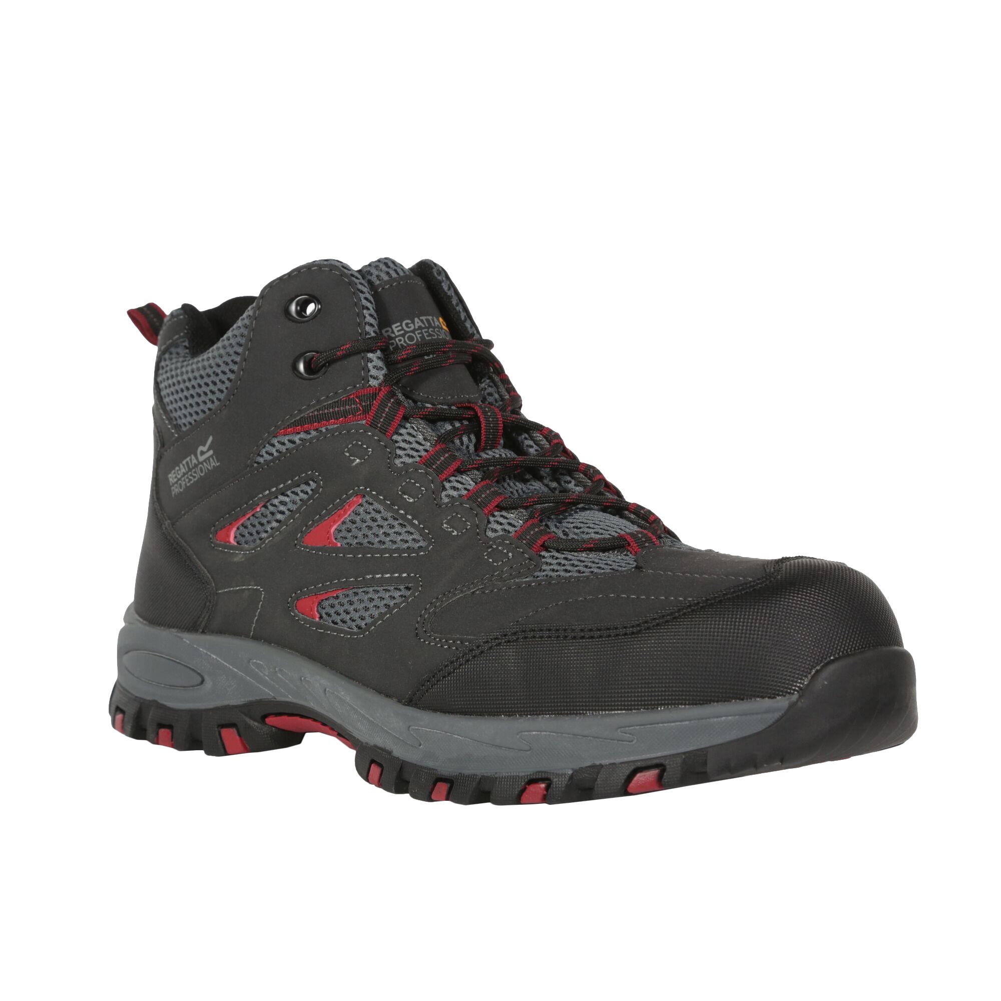 ash grey / red