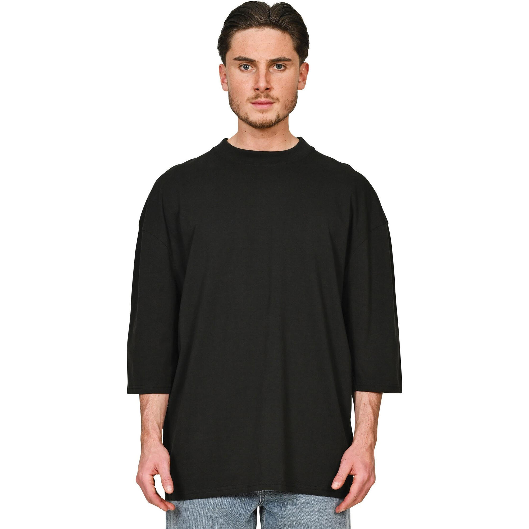 Unisex Adult Tall Oversized HalfSleeved TShirt (Black) 4/4