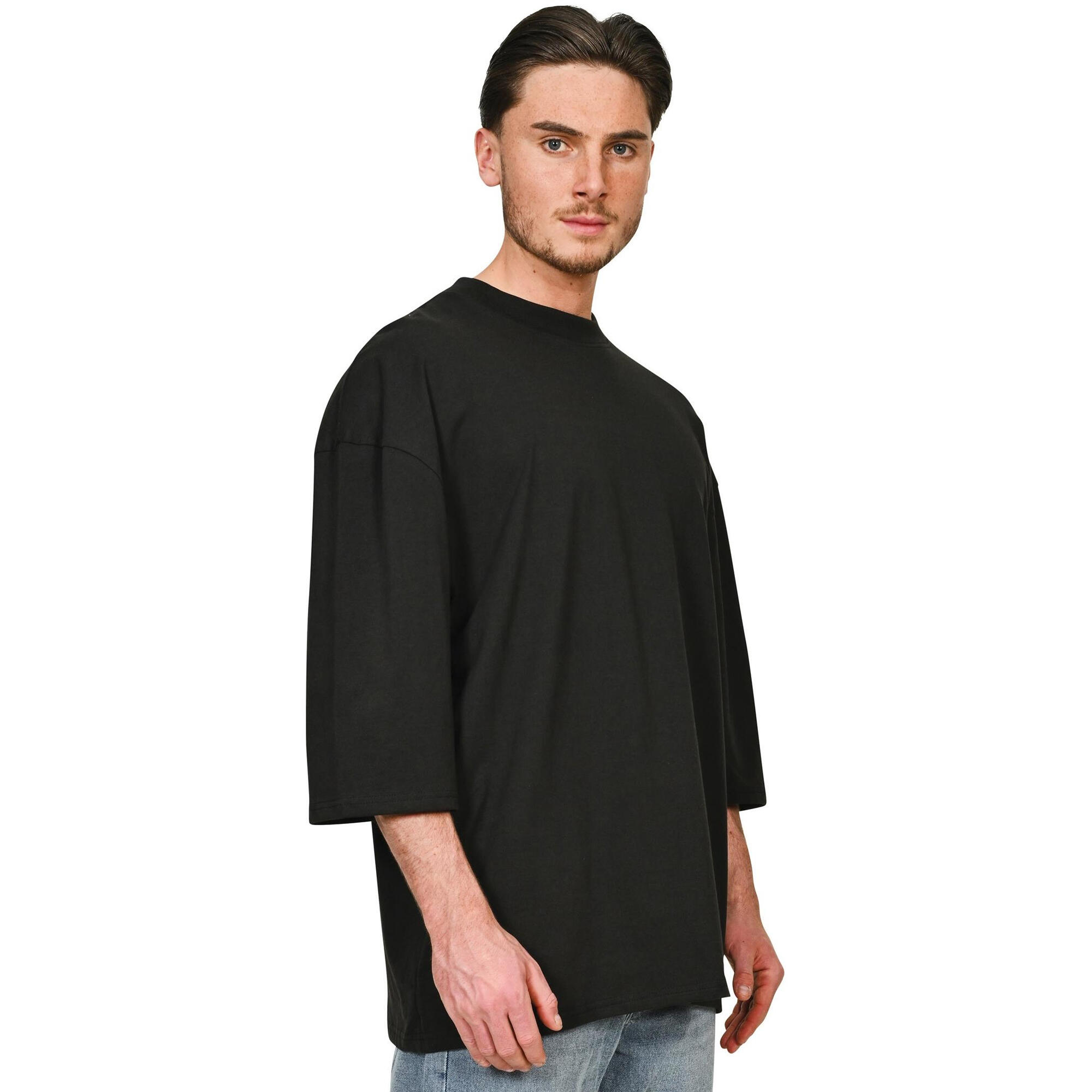 Unisex Adult Tall Oversized HalfSleeved TShirt (Black) 3/4