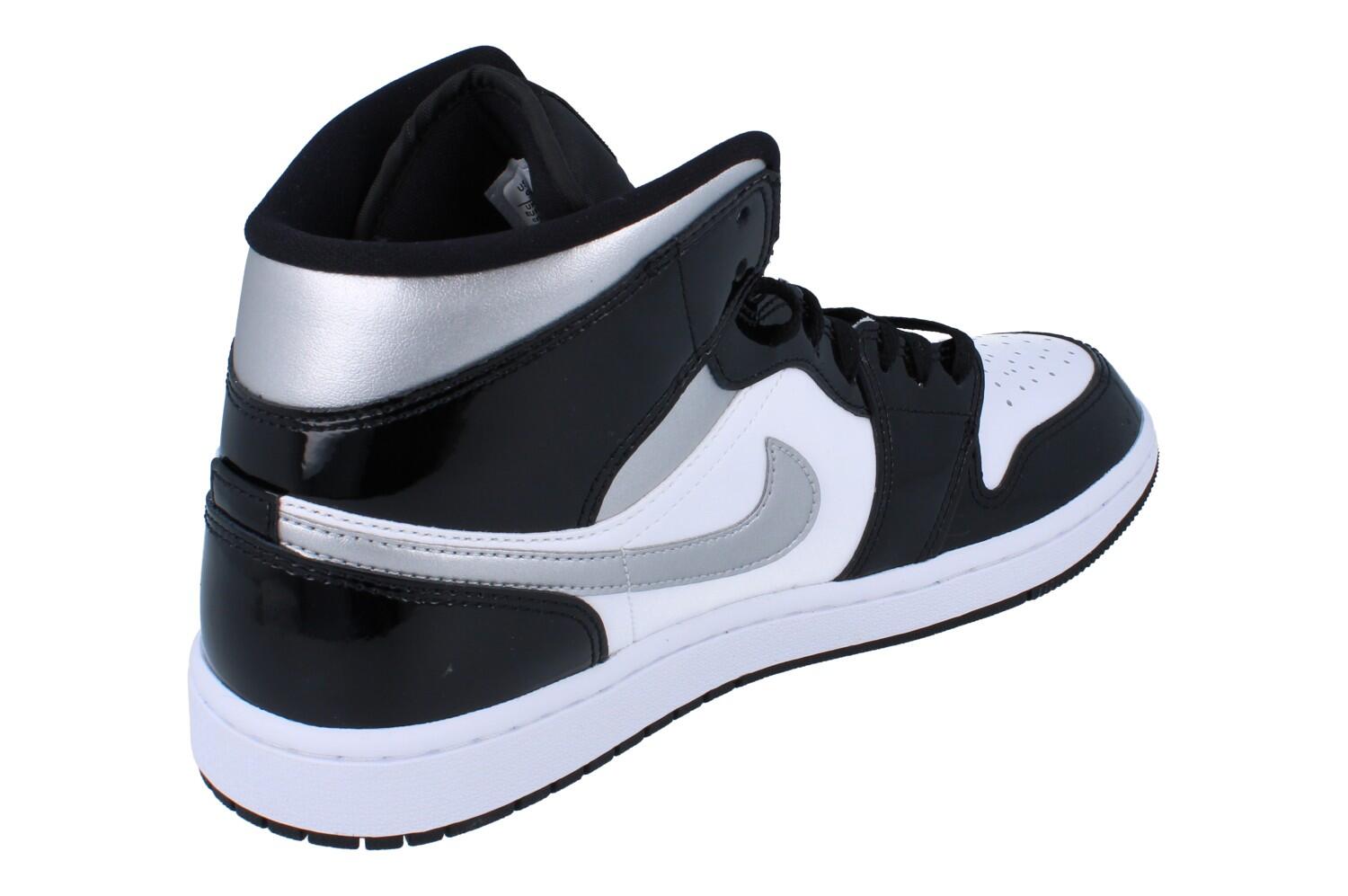 Jordan 1 Mid SE Patent Black White Metallic Silver Metallic Gold 3/6