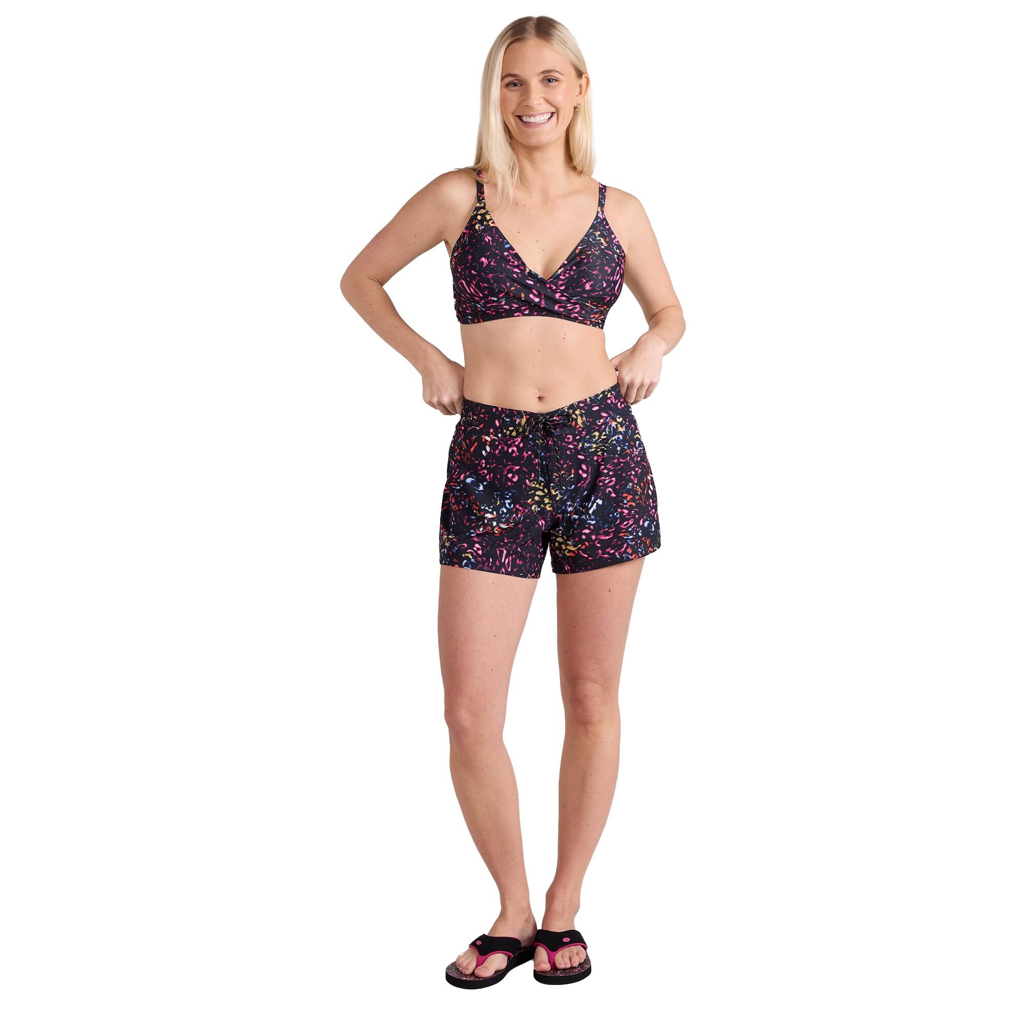 Womens/Ladies Aurora AllOver Print Board Shorts (Jet Black) 3/4