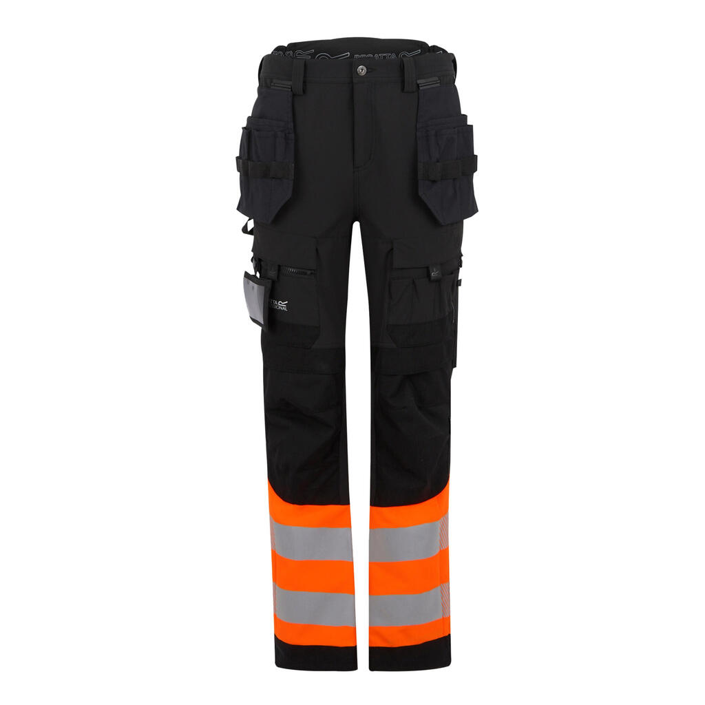 Unisex Adult HighVis Work Trousers (Black/Orange)