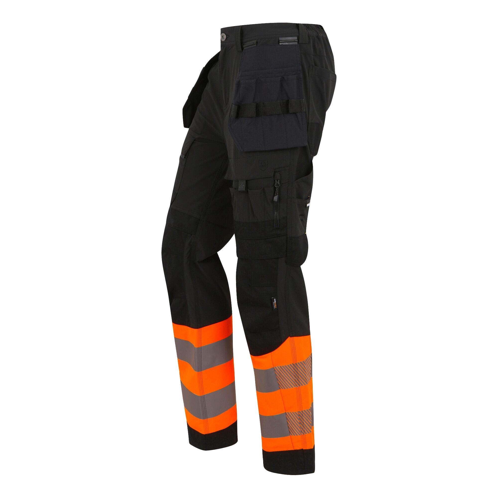 Unisex Adult HighVis Work Trousers (Black/Orange) 3/4