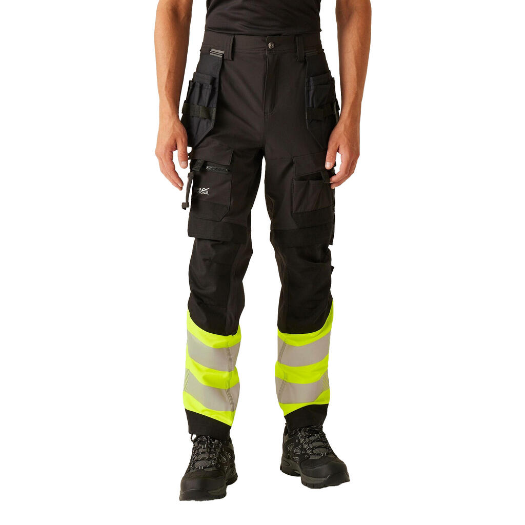 Unisex Adult HighVis Work Trousers (Black/Yellow)