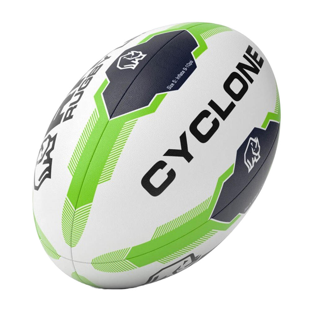 Cyclone XIII Rugby Ball (White/Green/Black) 1/2