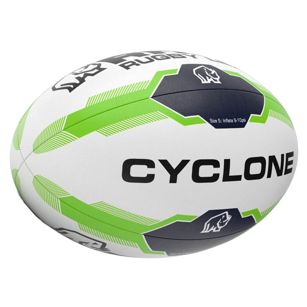 Cyclone XIII Rugby Ball (White/Green/Black) 2/2