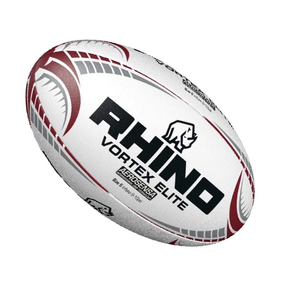 "Vortex Elite" RugbyBall Damen und Herren Weiß/Weinrot/Grau 2/2