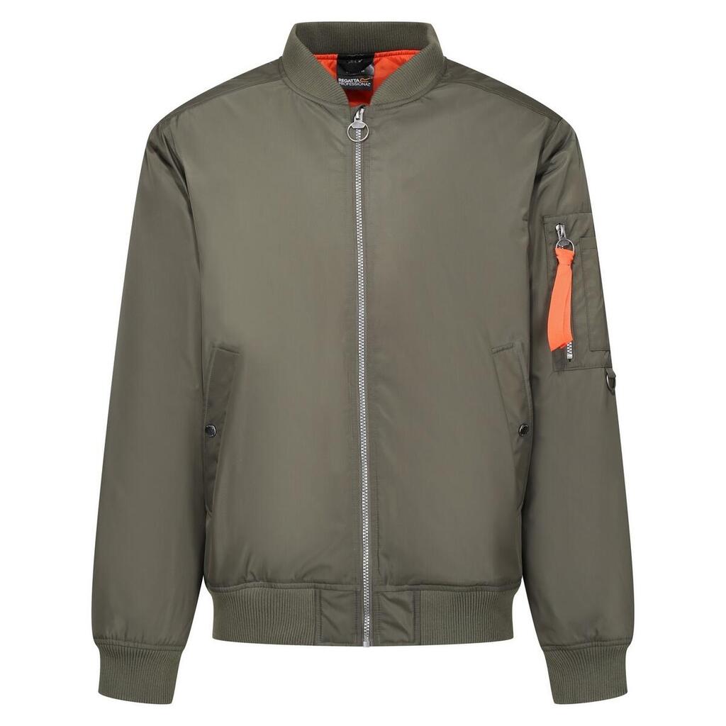 Mens Pro Pilot Sleeve Pocket Bomber Jacket (Dark Khaki)