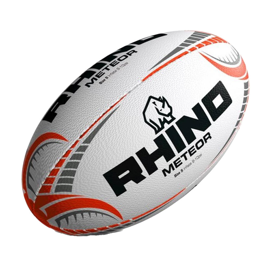 Meteor Rugby Ball (White/Orange/Grey) 1/2